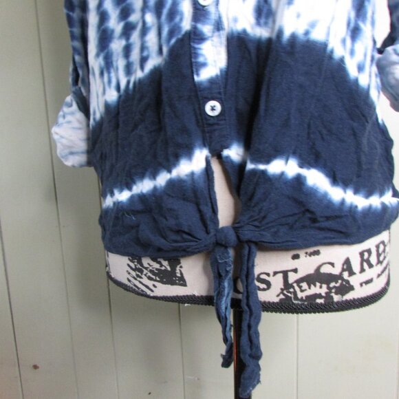 Philosophy Blouse S Tie Dye Blue White Roll Cuff Sleeve - Picture 7 of 16